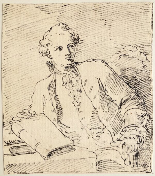 Entourage de Charles Nicolas COCHIN - Jeune homme assis présentant un livre, ca 1770
