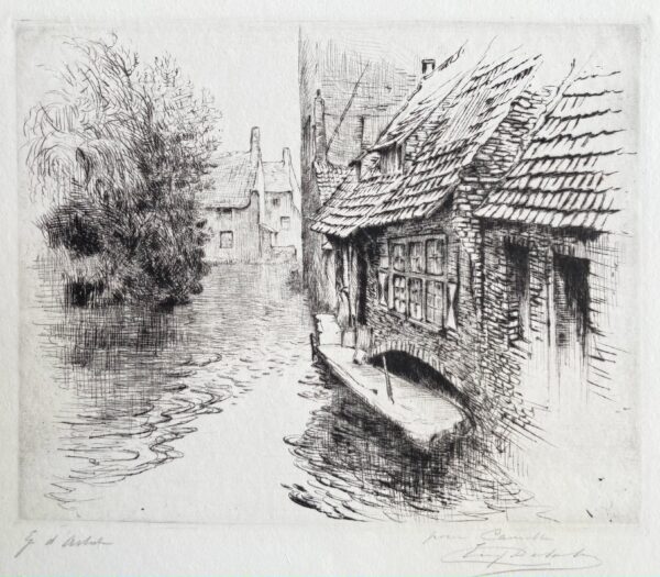 Eugène DELÂTRE - (Village baigné par un canal), ca 1920