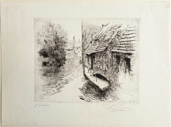 Eugène DELÂTRE - (Village baigné par un canal), ca 1920