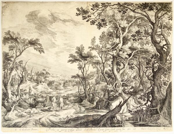 d'après Guillaume de HONDECOETER - (Paysage boisé avec Jacob et Rachel), ca 1610