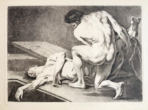 Carle van LOO - Homme vu de dos et homme mort étendu