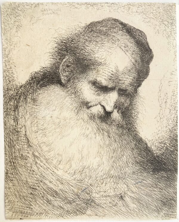 Giovanni Benedetto CASTIGLIONE - Vieil homme barbu, la tête penchée et tournée à droite
