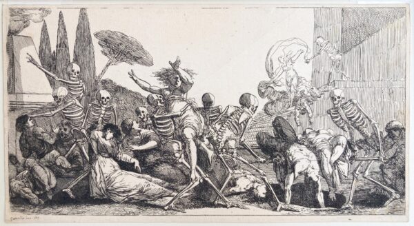 Jacques GAMELIN - Squelettes animés poursuivant des vivants et enterrant des morts, 1779
