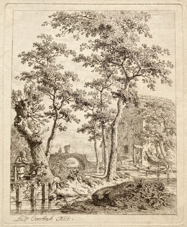 Leendert OVERBEEK - (Paysage au petit pont), ca 1780