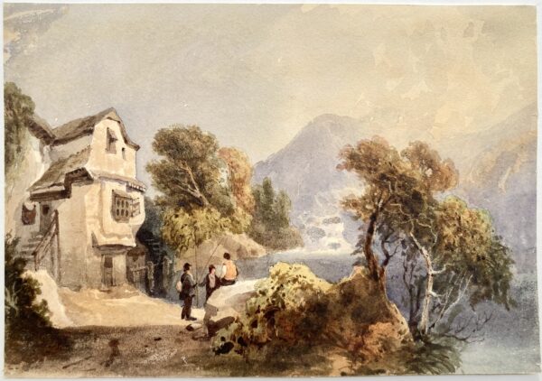 Justin OUVRIÉ - Pêcheurs près d'un lac, ca 1850
