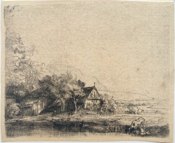 REMBRANDT Harmensz van Rijn - Paysage avec une vache s'abreuvant, ca 1650