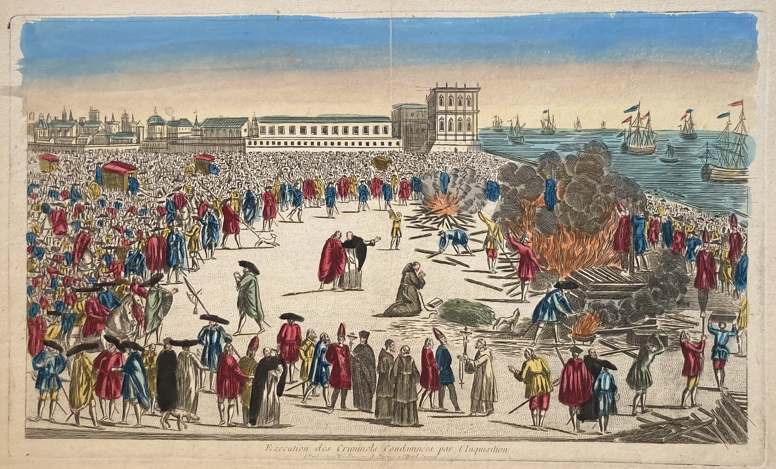 Louis Joseph MONDHARE éditeur à Paris - Exécution des Criminels condamnés par l'Inquisition, ca 1770