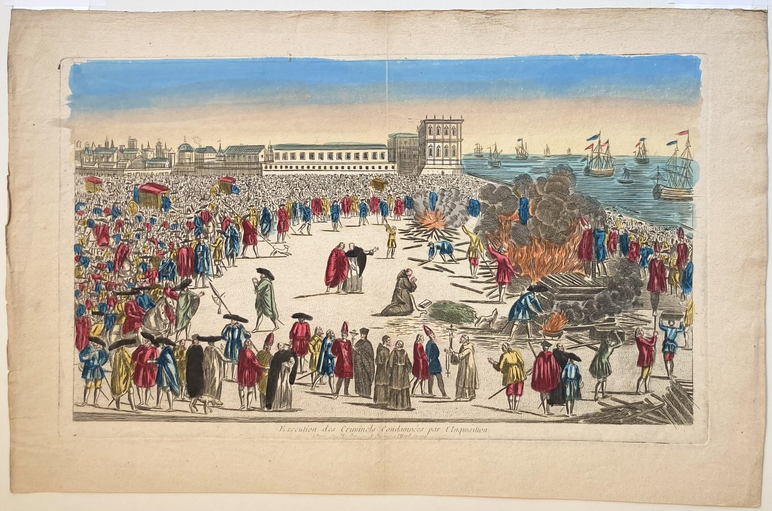 Louis Joseph MONDHARE éditeur à Paris - Exécution des Criminels condamnés par l'Inquisition, ca 1770