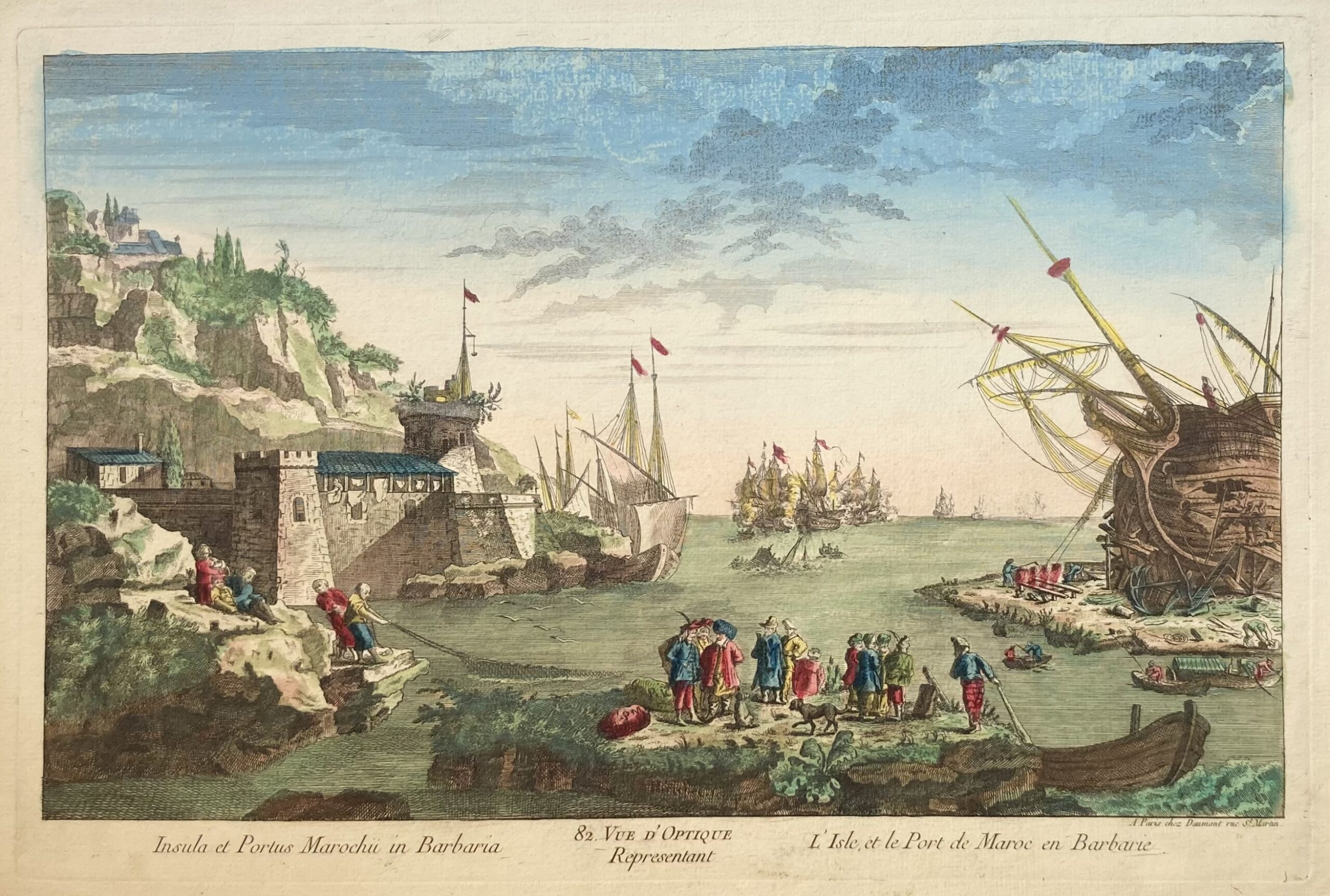 DAUMONT éditeur à Paris - Vue Perspective de la Grotte et du Magasin des Provisions...à St Petersbourg en Russie, ca 1760