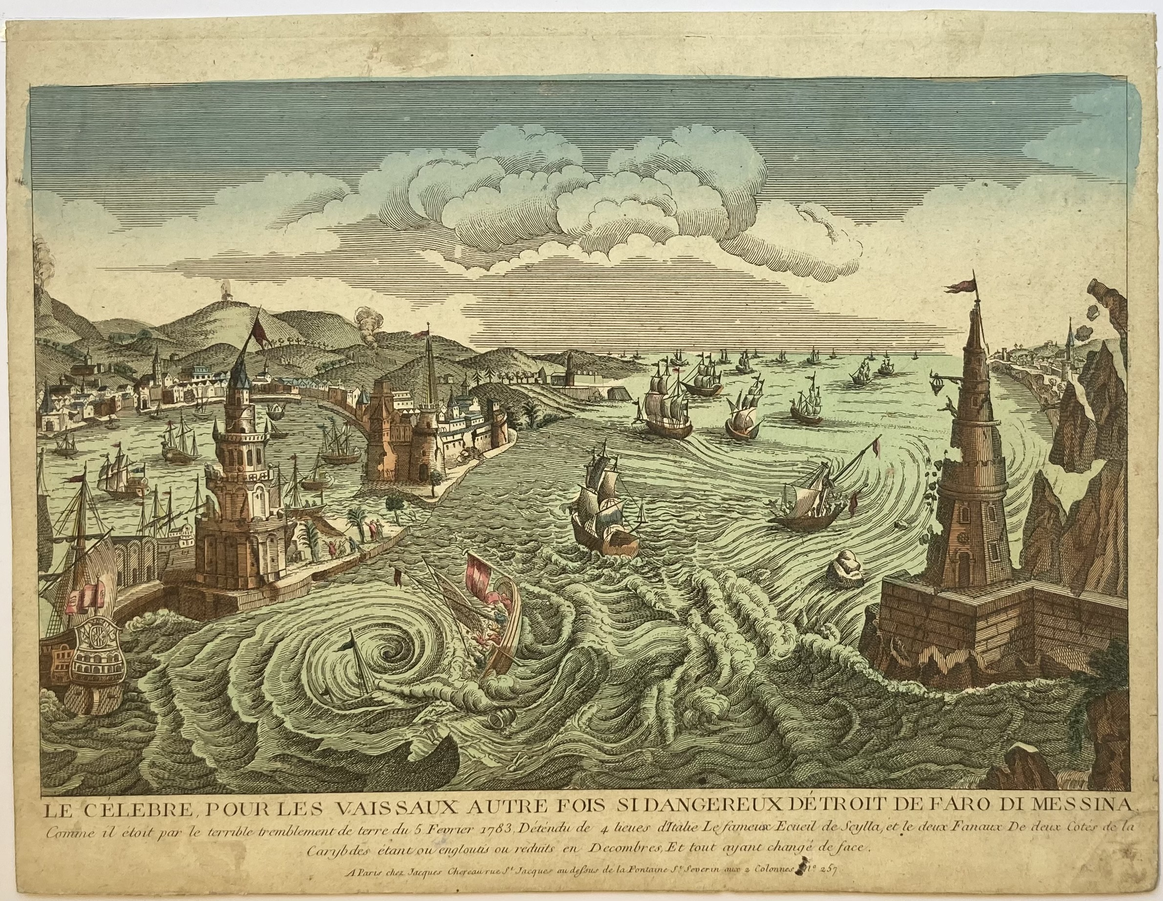Jacques CHÉREAU éditeur à Paris - Le Célèbre, pour les vaissaux autrefois si dangereux, détroit de Faro di Messina