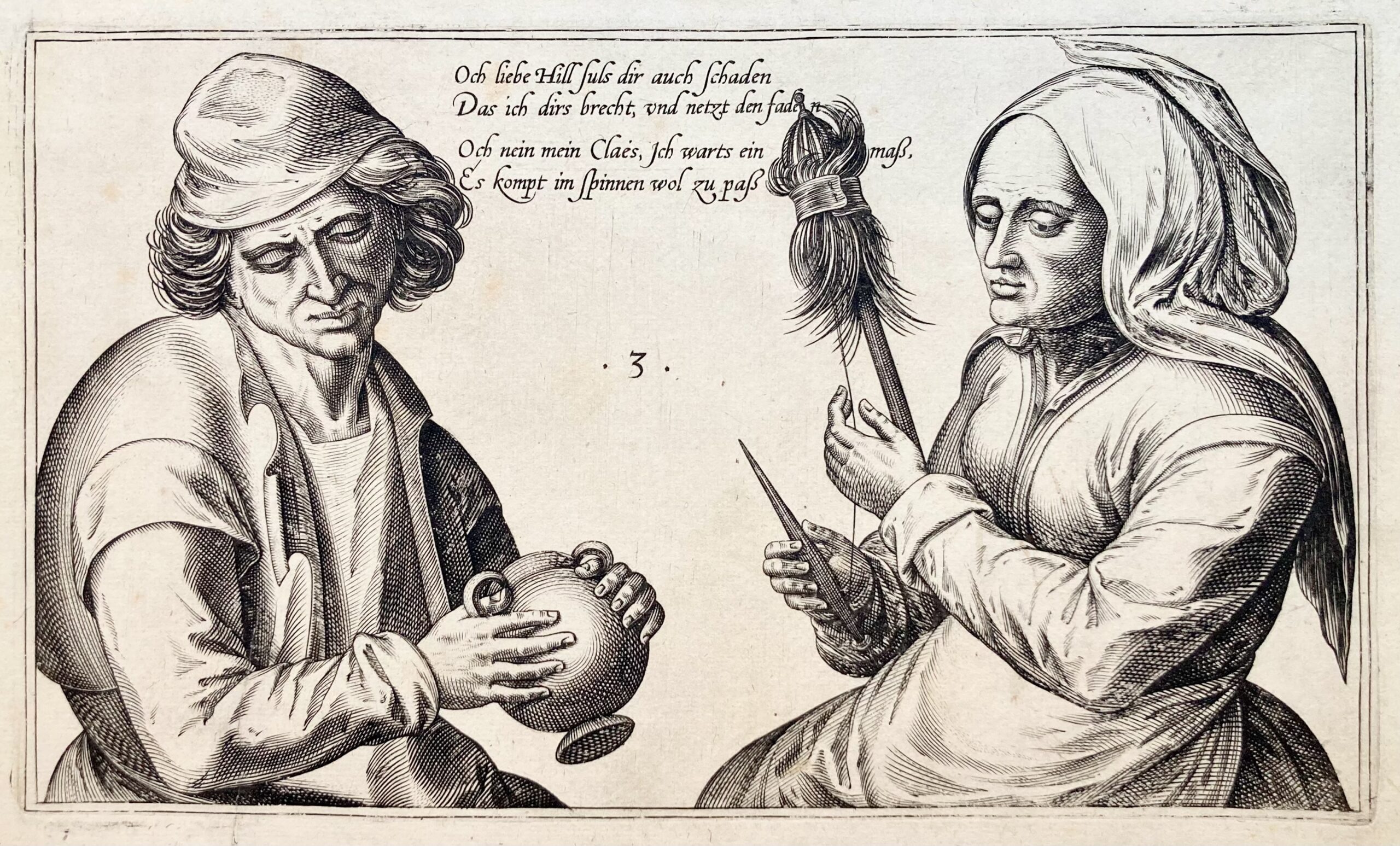 Hendrick GOLTZIUS - Woman spinning with her husband