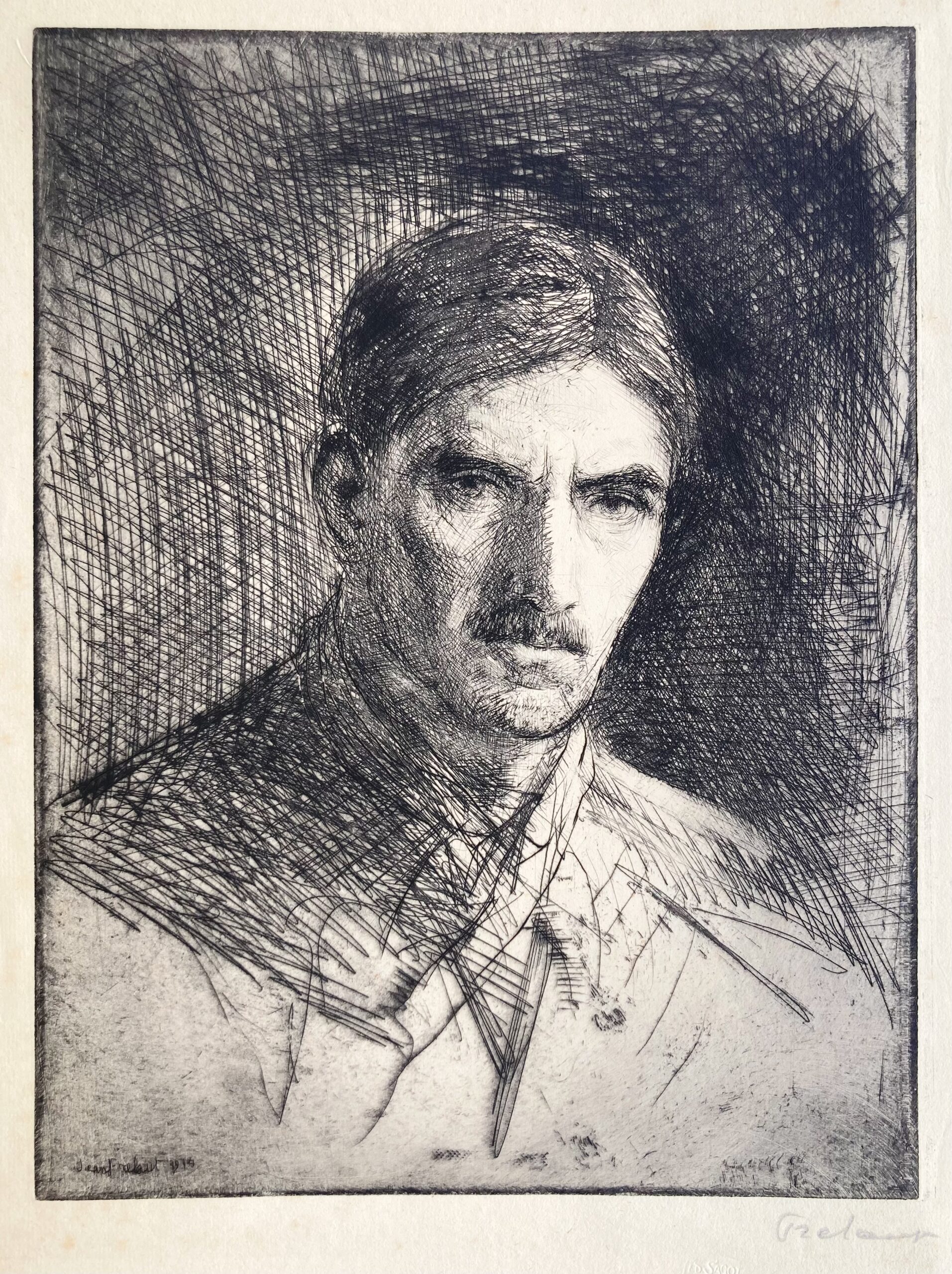 Jean FRÉLAUT - Selfortrait (large plate), 1914