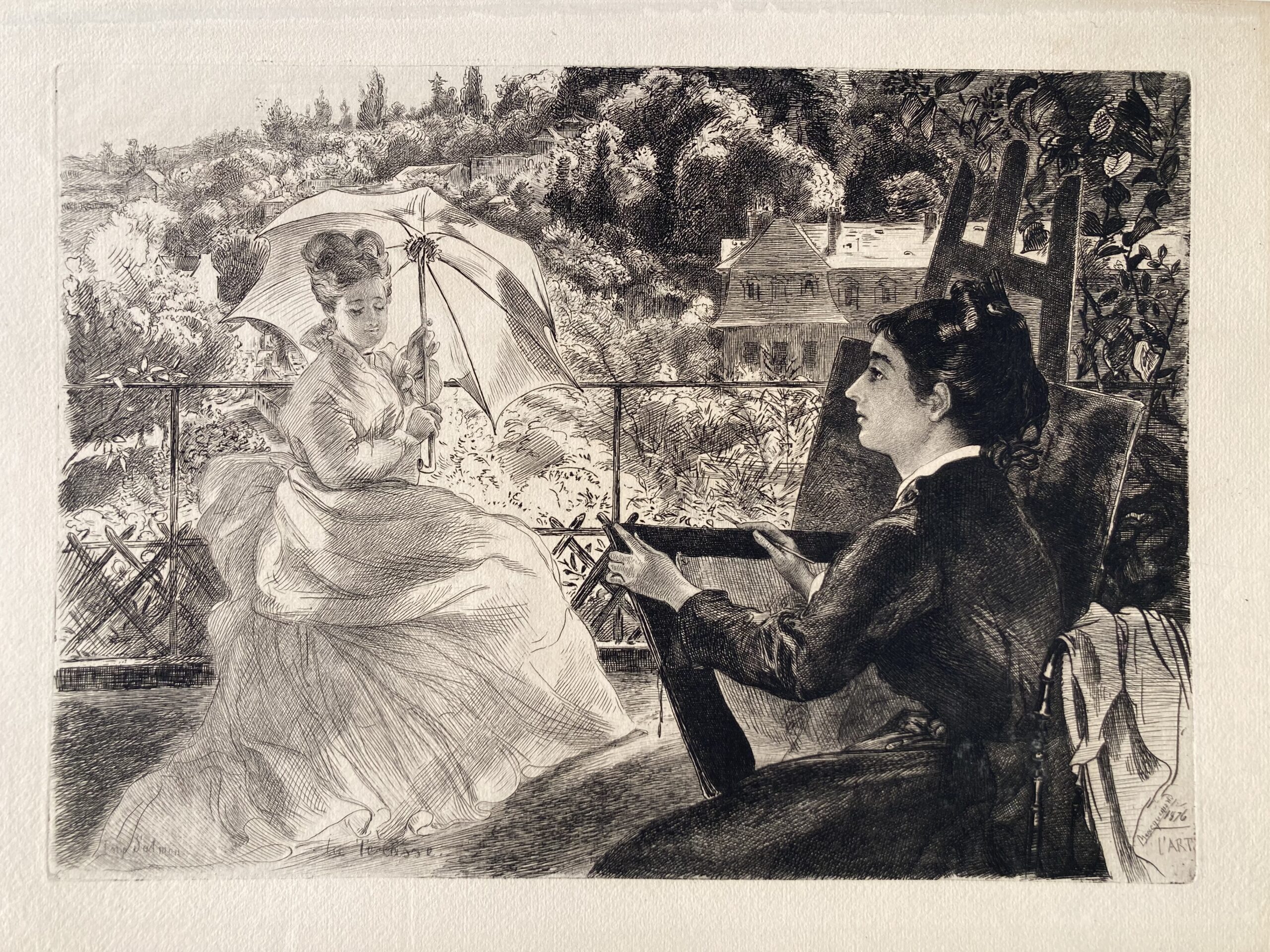 Félix BRACQUEMOND - La terrasse, Sèvres vu de la villa Brancas, 1876