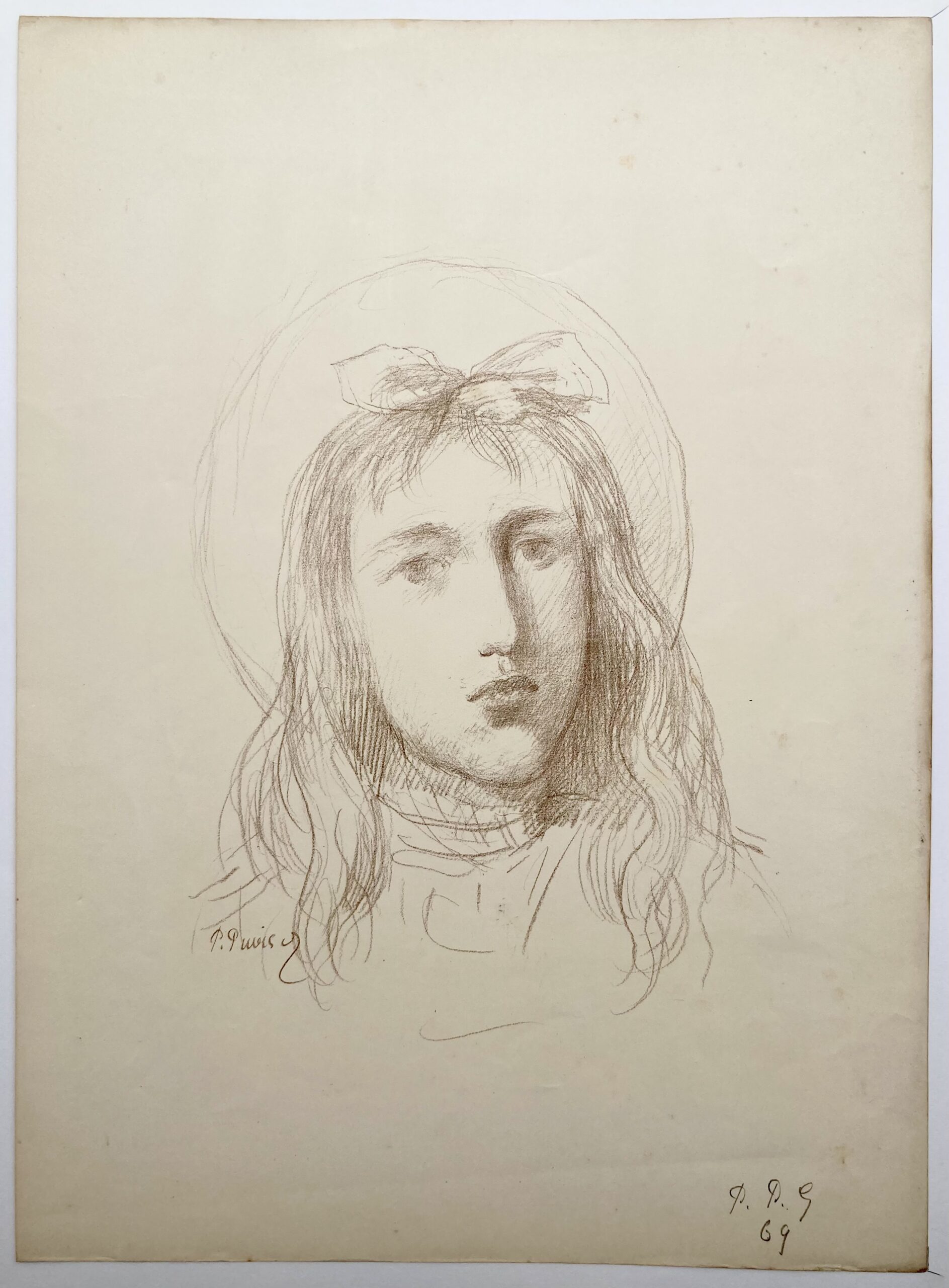 Pierre PUVIS de CHAVANNES - Tête de jeune fille, 1869