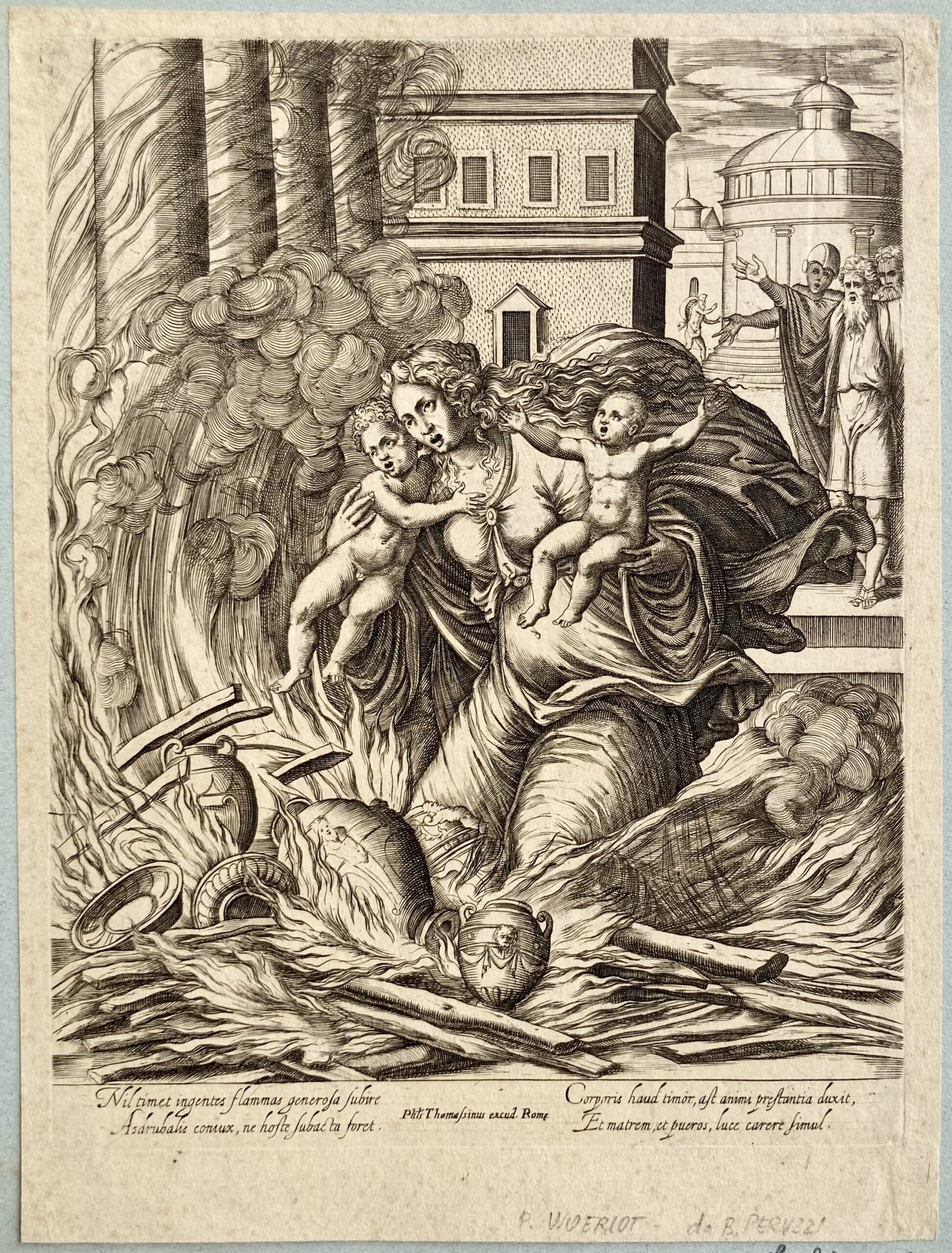 Pierre WOEIRIOT de BOUZEY - La femme d'Asdrubal se précipitant dans le bûcher