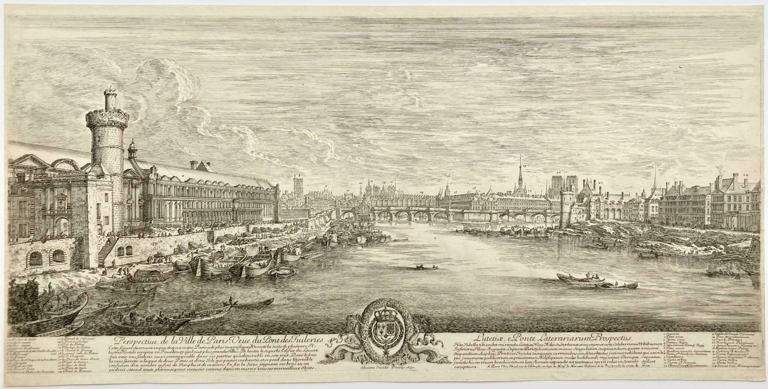 a Israël SILVESTRE - Perpective de la ville de Paris depuis le Pont des Tuileries, 1650
