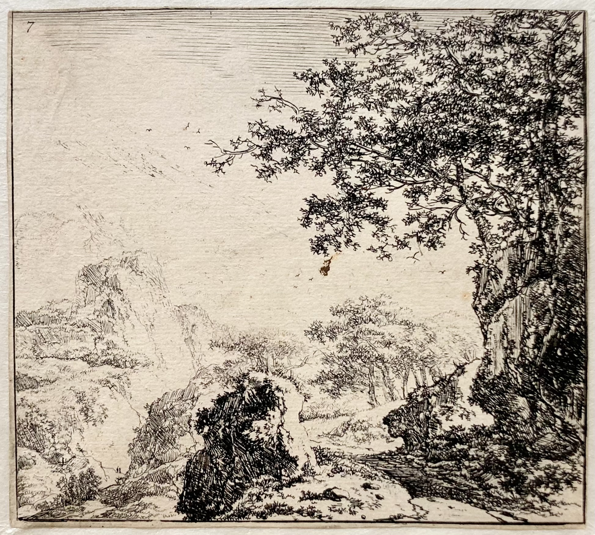 a Herman NAIWINCX - Mountain Landscape with a Group of Trees on a Rock